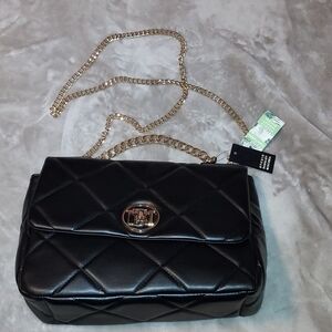 Badgley Mischka studio quilted vegan leather black bag